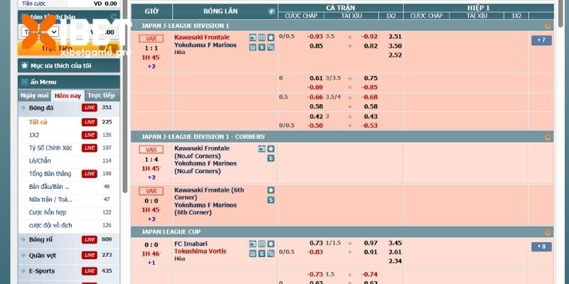 Kết hợp đánh cả kèo chính và phụ khi đặt độ 